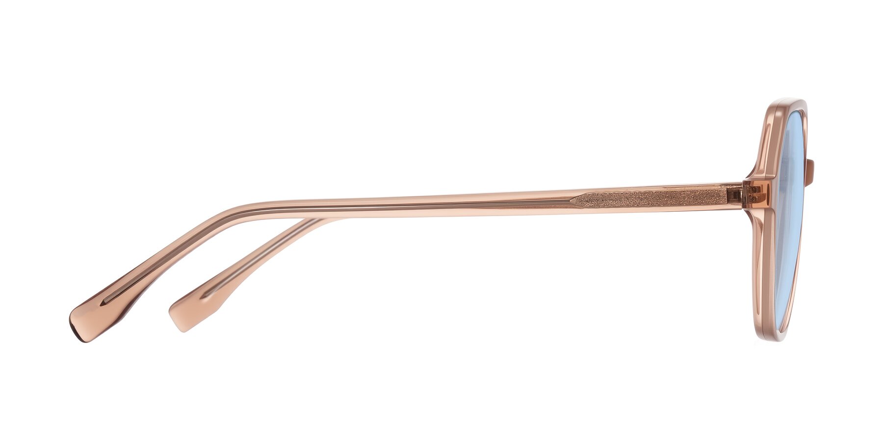 Side of Avenite in Light Brown with Light Blue Tinted Lenses