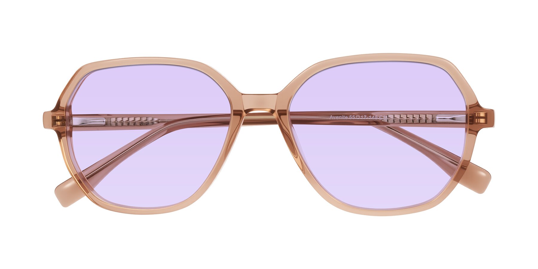 Folded Front of Avenite in Light Brown with Light Purple Tinted Lenses
