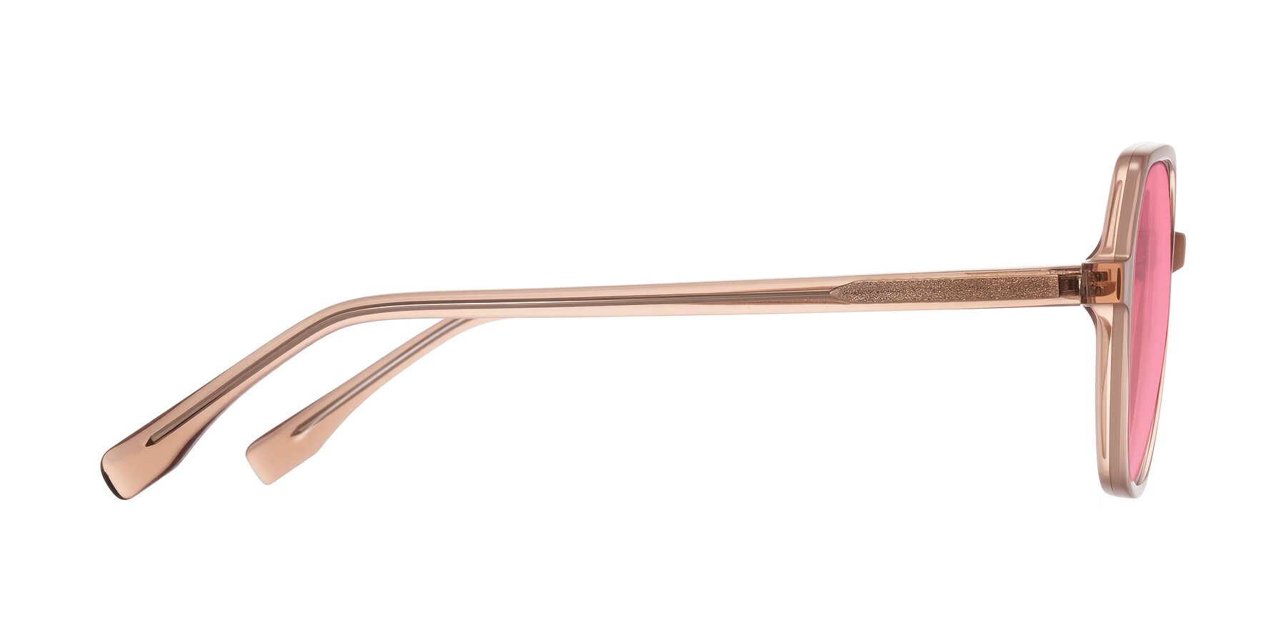Side of Avenite in Light Brown with Pink Tinted Lenses