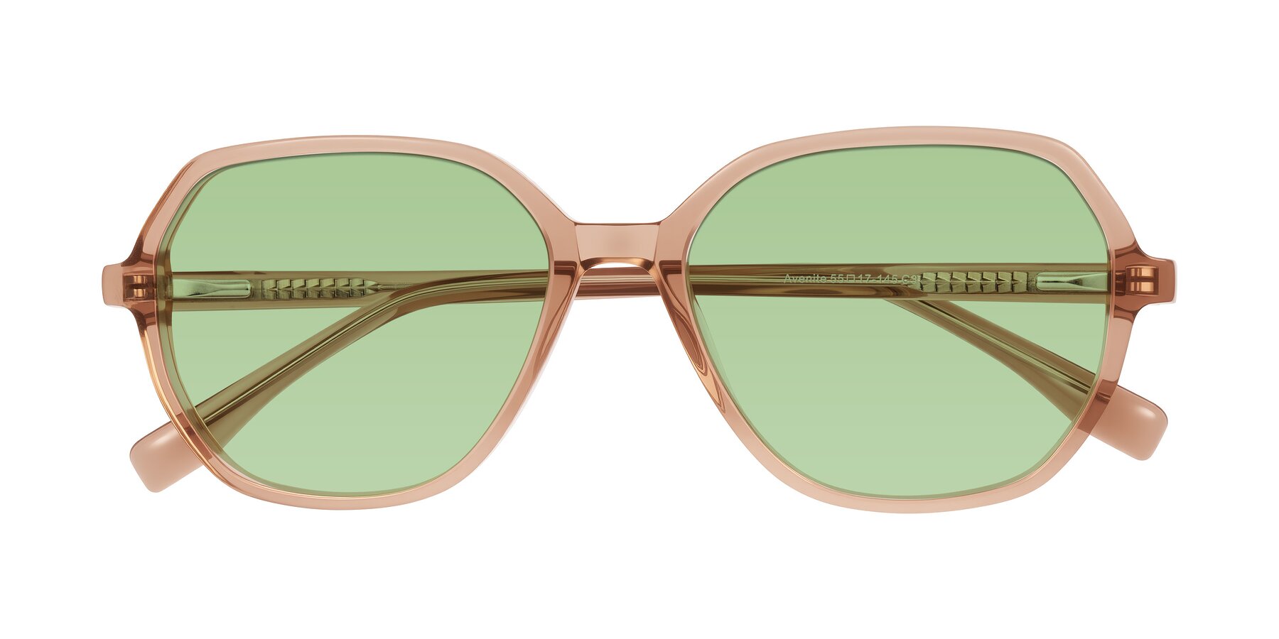 Folded Front of Avenite in Light Brown with Medium Green Tinted Lenses