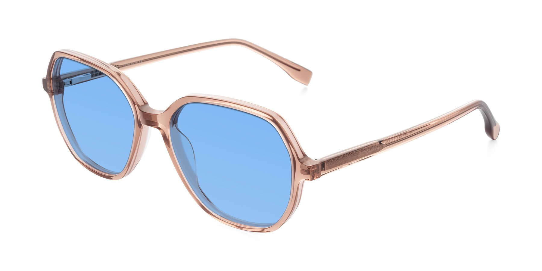 Angle of Avenite in Light Brown with Medium Blue Tinted Lenses
