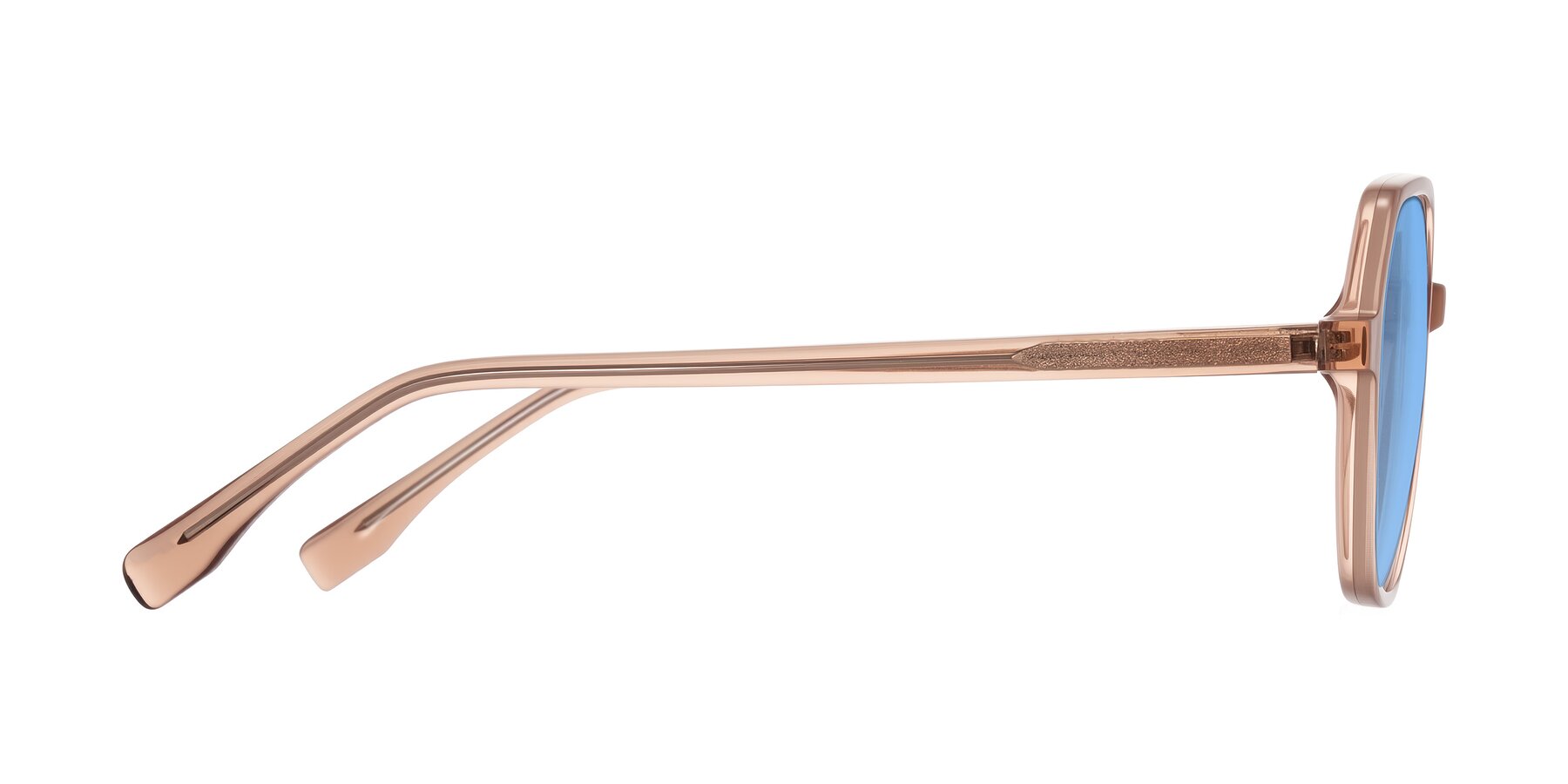 Side of Avenite in Light Brown with Medium Blue Tinted Lenses