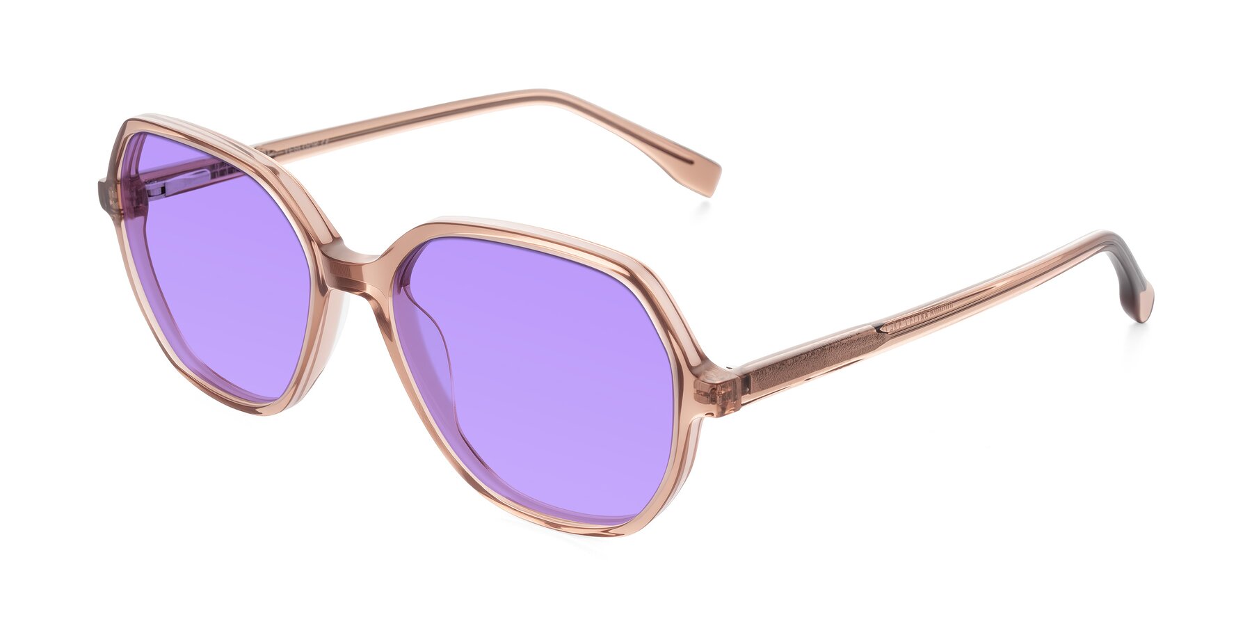 Angle of Avenite in Light Brown with Medium Purple Tinted Lenses