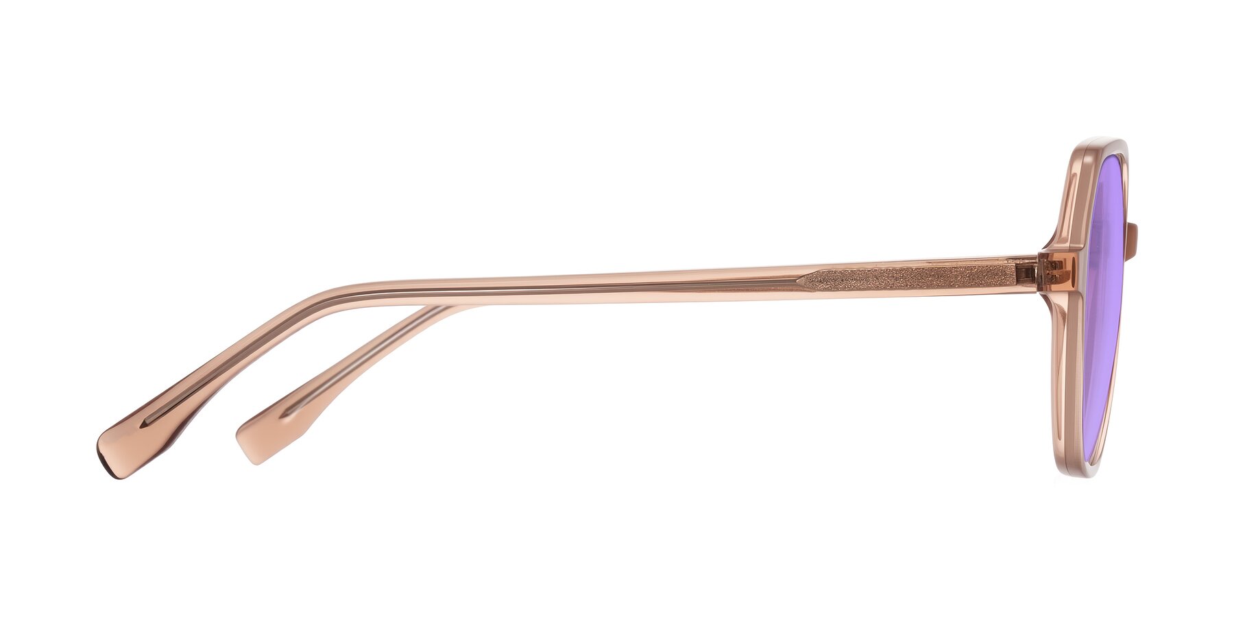 Side of Avenite in Light Brown with Medium Purple Tinted Lenses