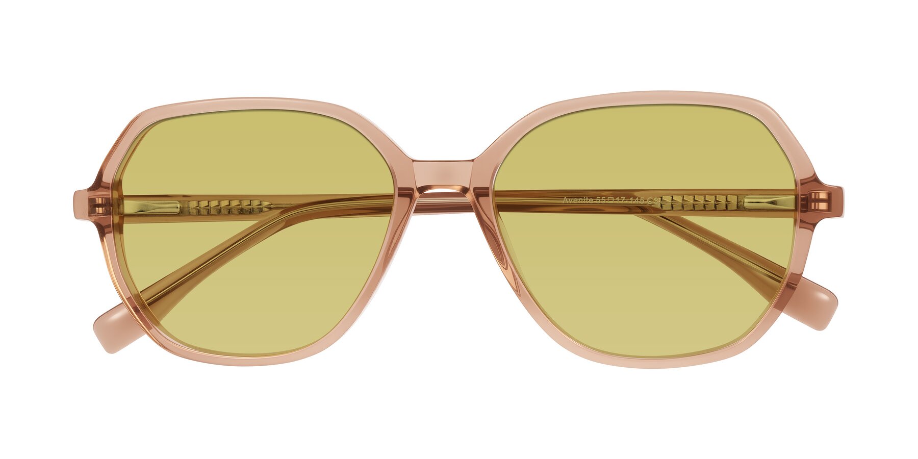 Folded Front of Avenite in Light Brown with Medium Champagne Tinted Lenses