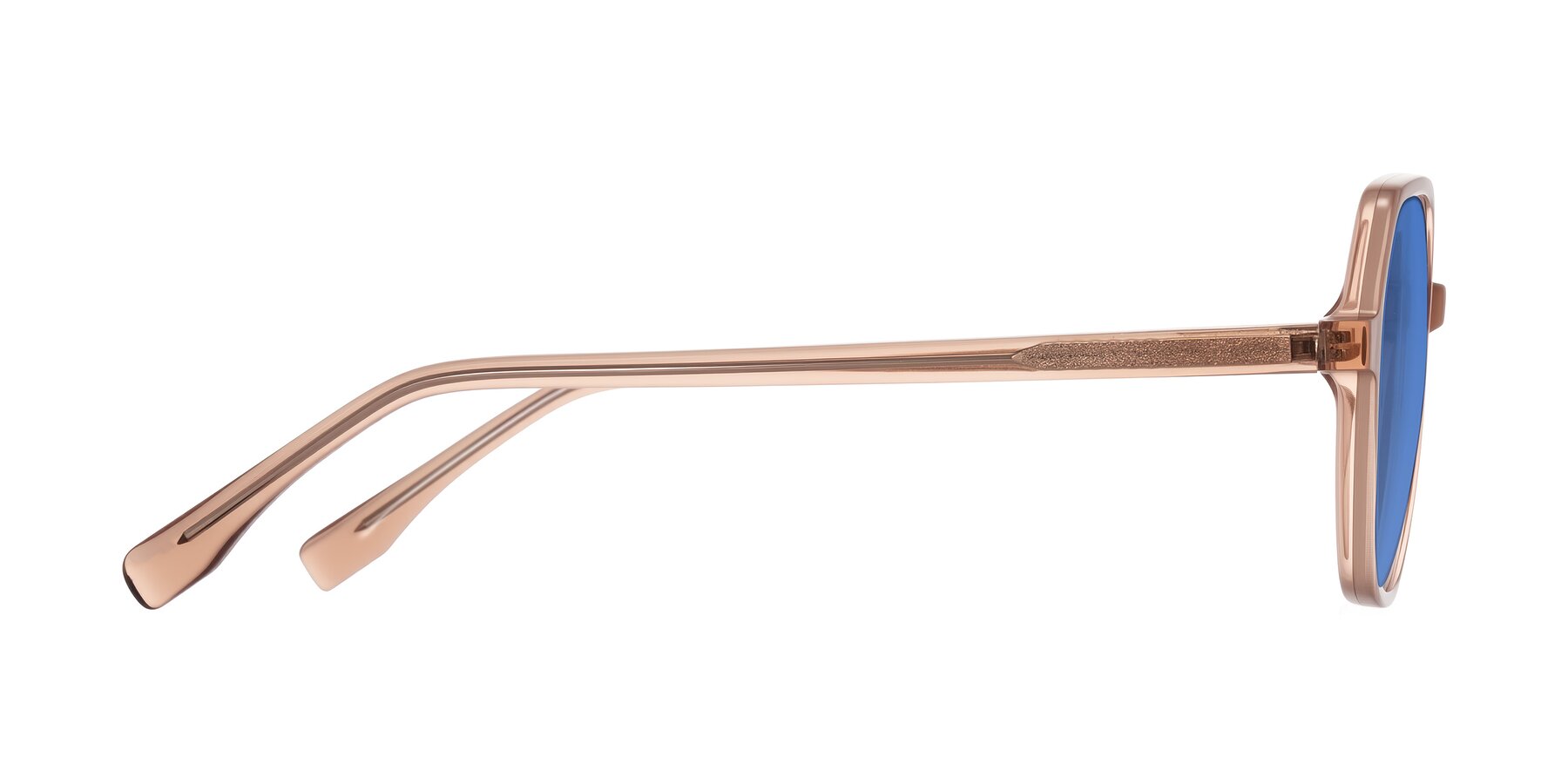 Side of Avenite in Light Brown with Blue Tinted Lenses
