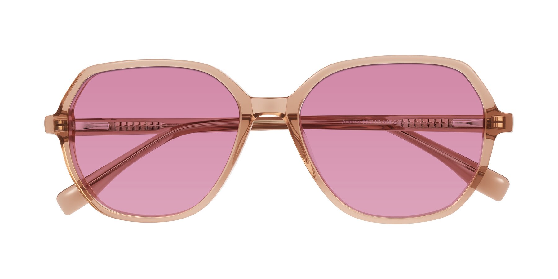 Folded Front of Avenite in Light Brown with Medium Wine Tinted Lenses