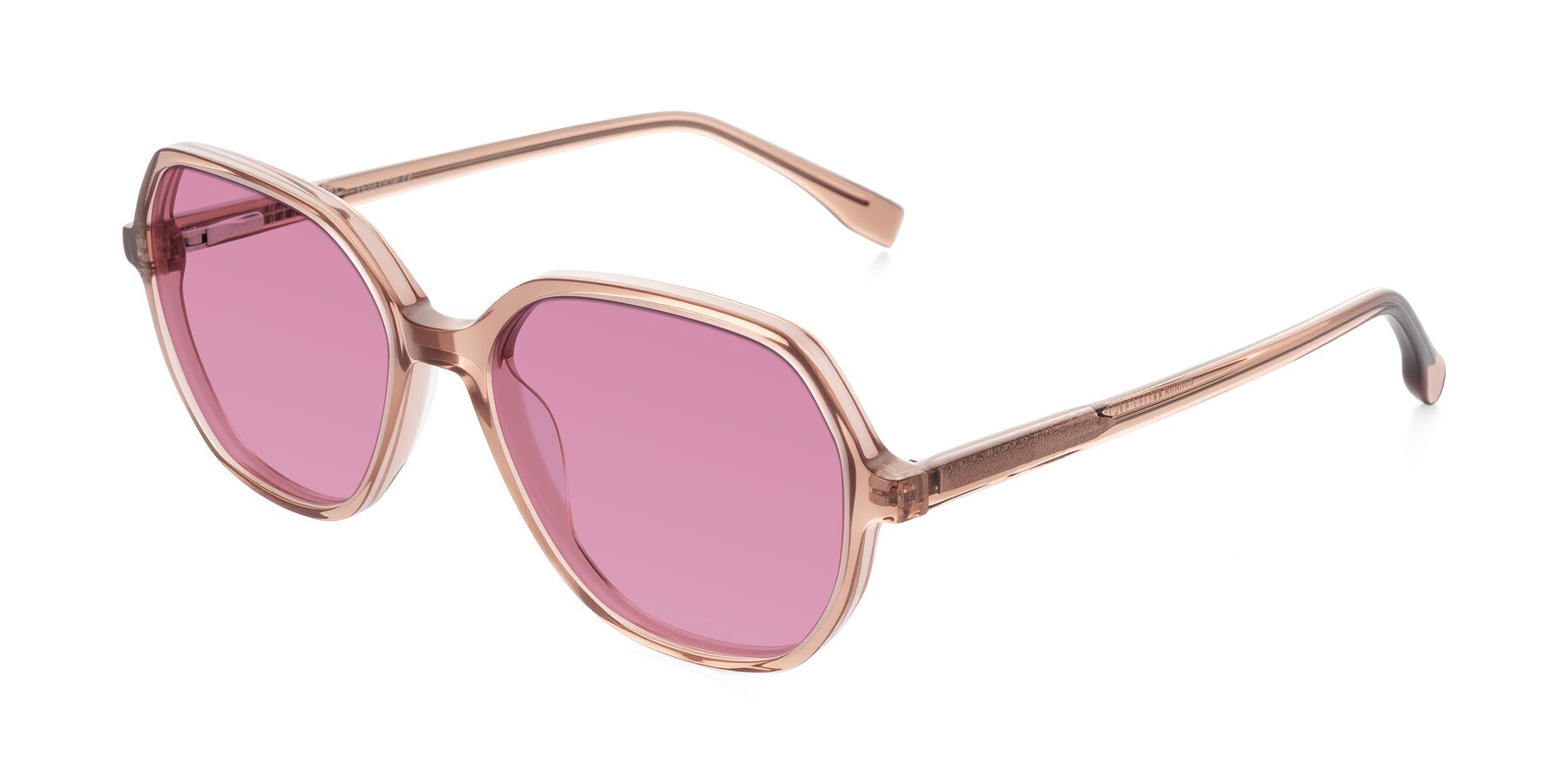 Angle of Avenite in Light Brown with Medium Wine Tinted Lenses