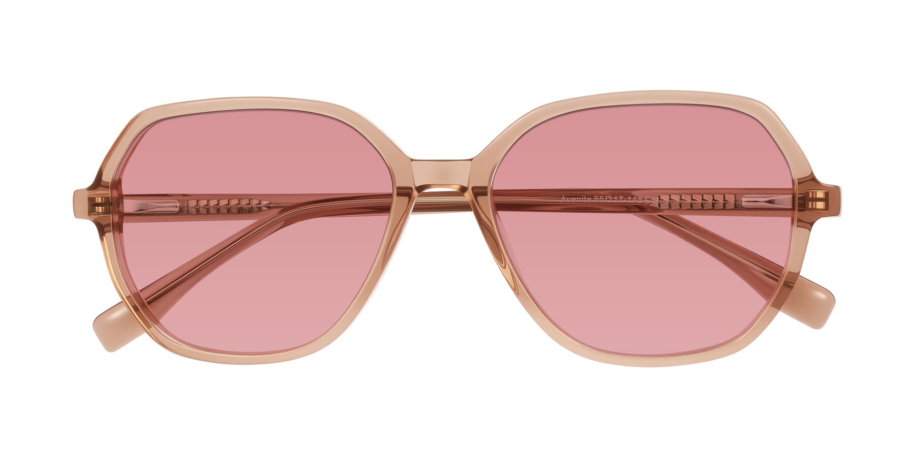 Folded Front of Avenite in Light Brown with Medium Garnet Tinted Lenses