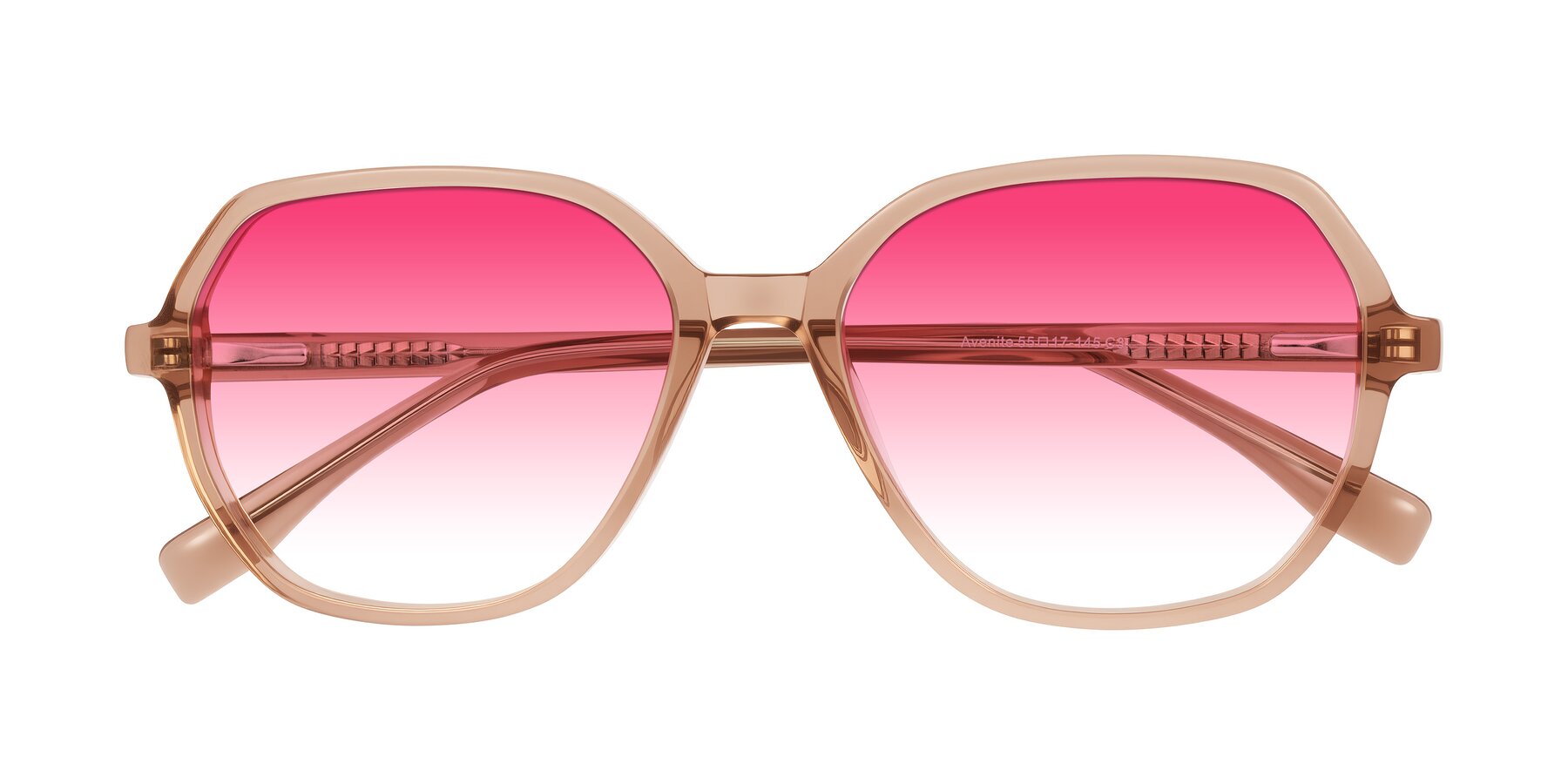Folded Front of Avenite in Light Brown with Pink Gradient Lenses