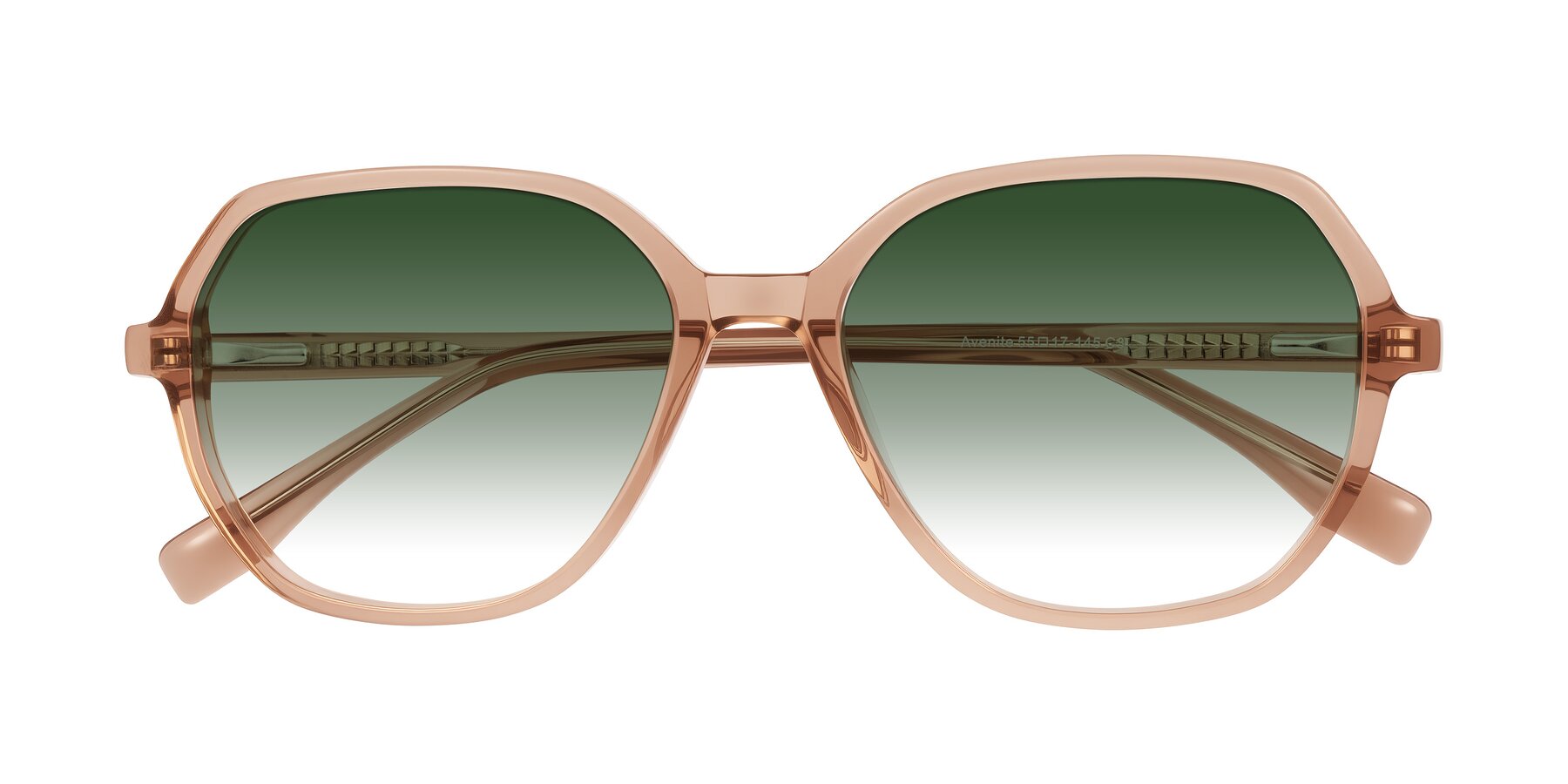 Folded Front of Avenite in Light Brown with Green Gradient Lenses