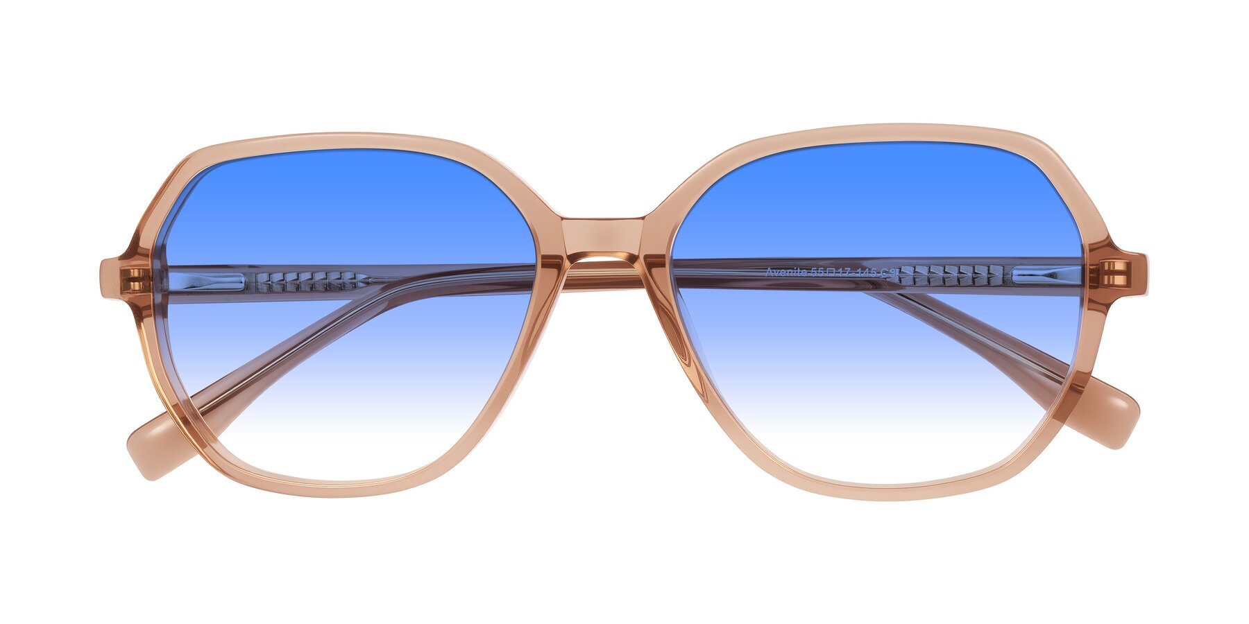 Folded Front of Avenite in Light Brown with Blue Gradient Lenses