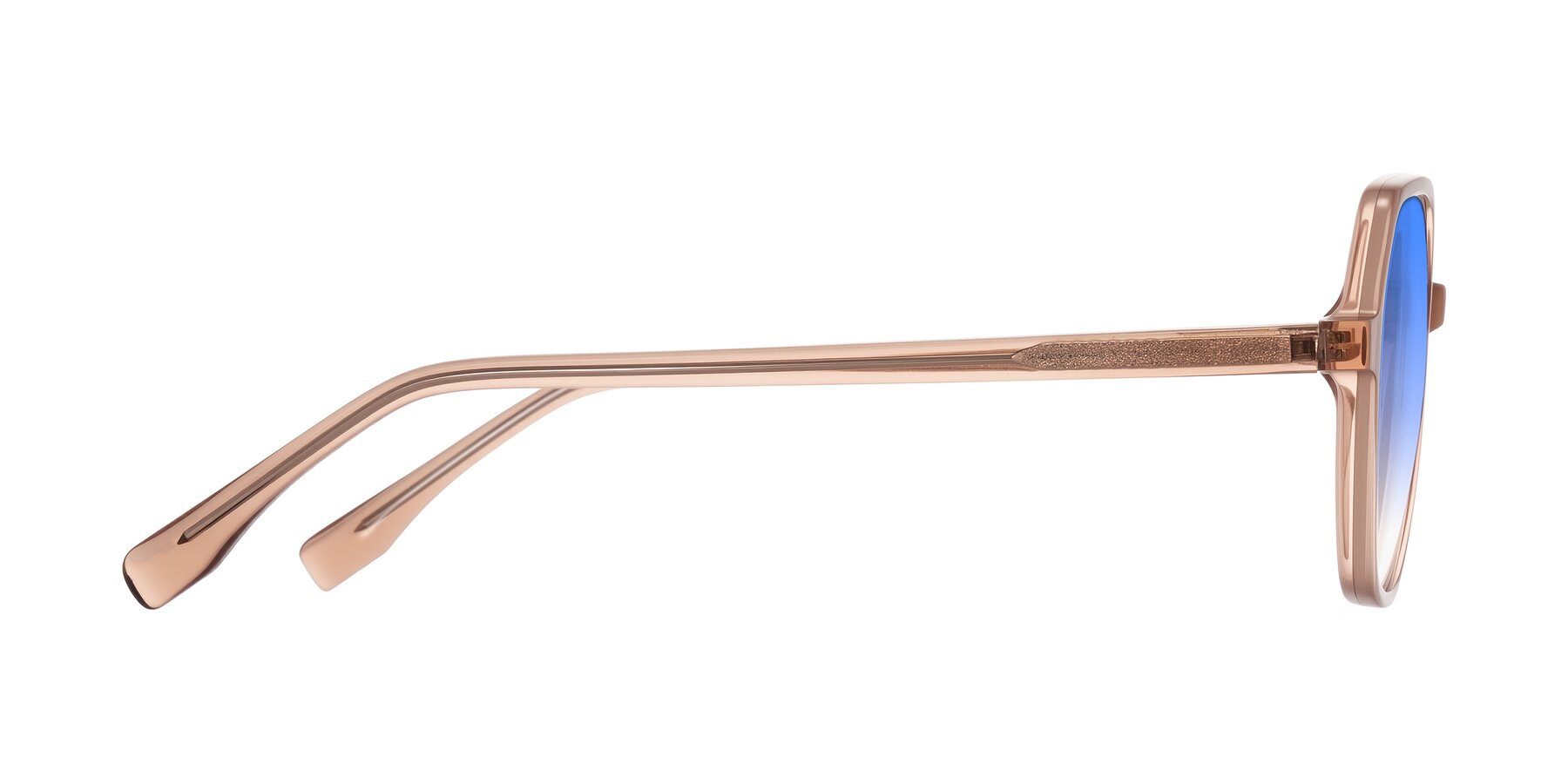 Side of Avenite in Light Brown with Blue Gradient Lenses