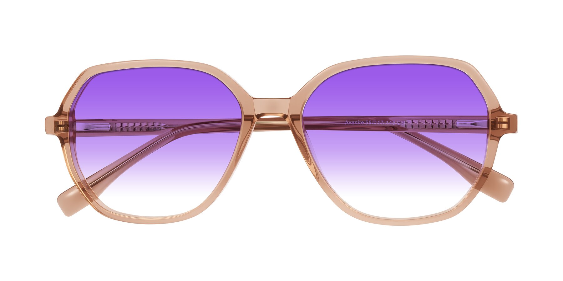 Folded Front of Avenite in Light Brown with Purple Gradient Lenses