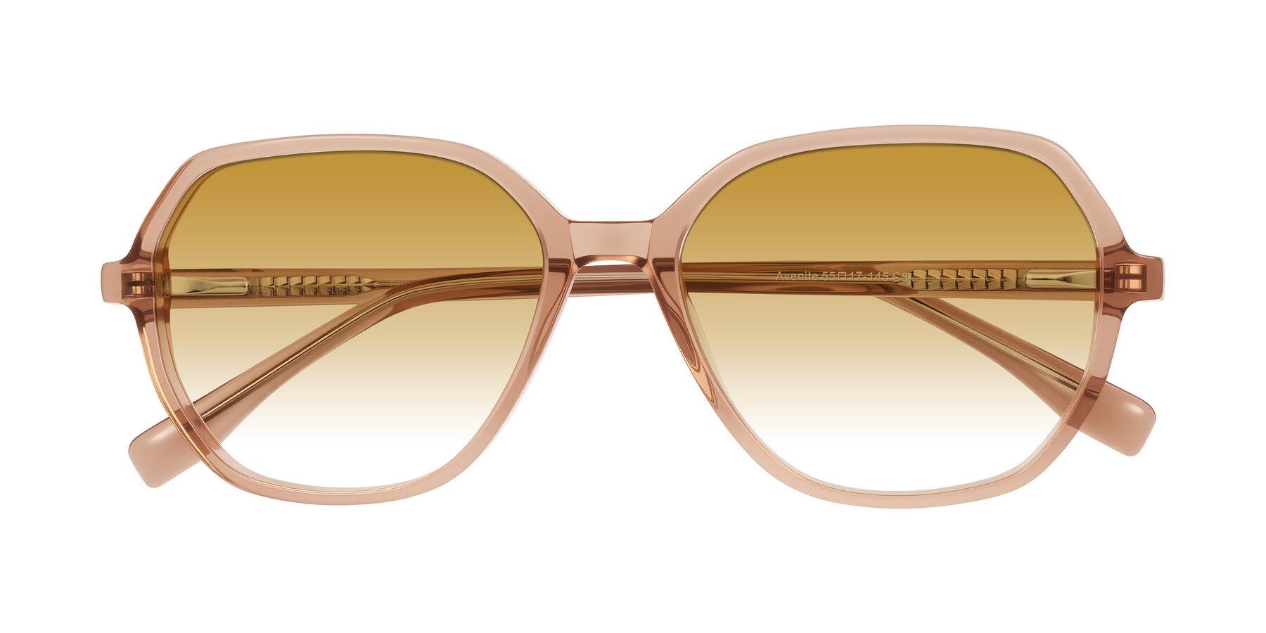 Folded Front of Avenite in Light Brown with Champagne Gradient Lenses