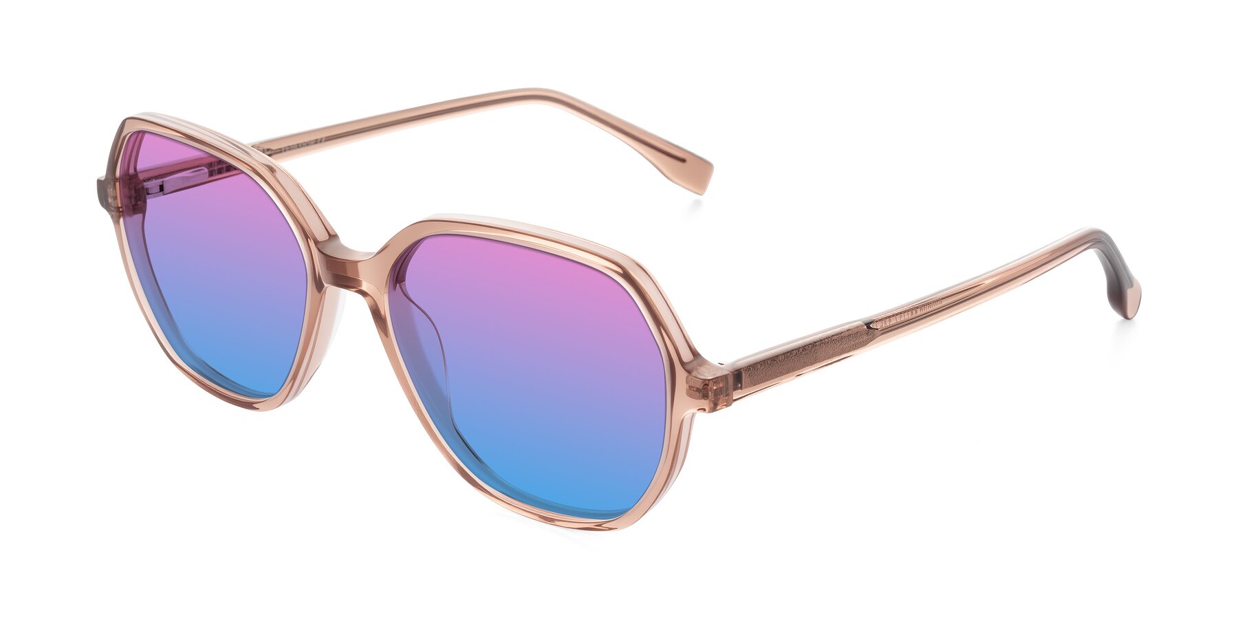 Angle of Avenite in Light Brown with Pink / Blue Gradient Lenses