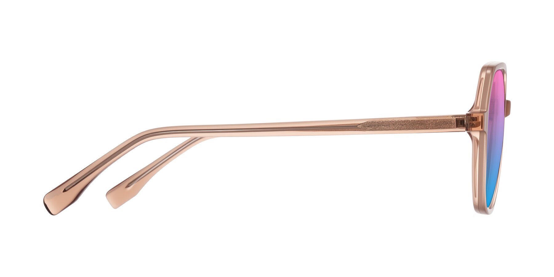 Side of Avenite in Light Brown with Pink / Blue Gradient Lenses