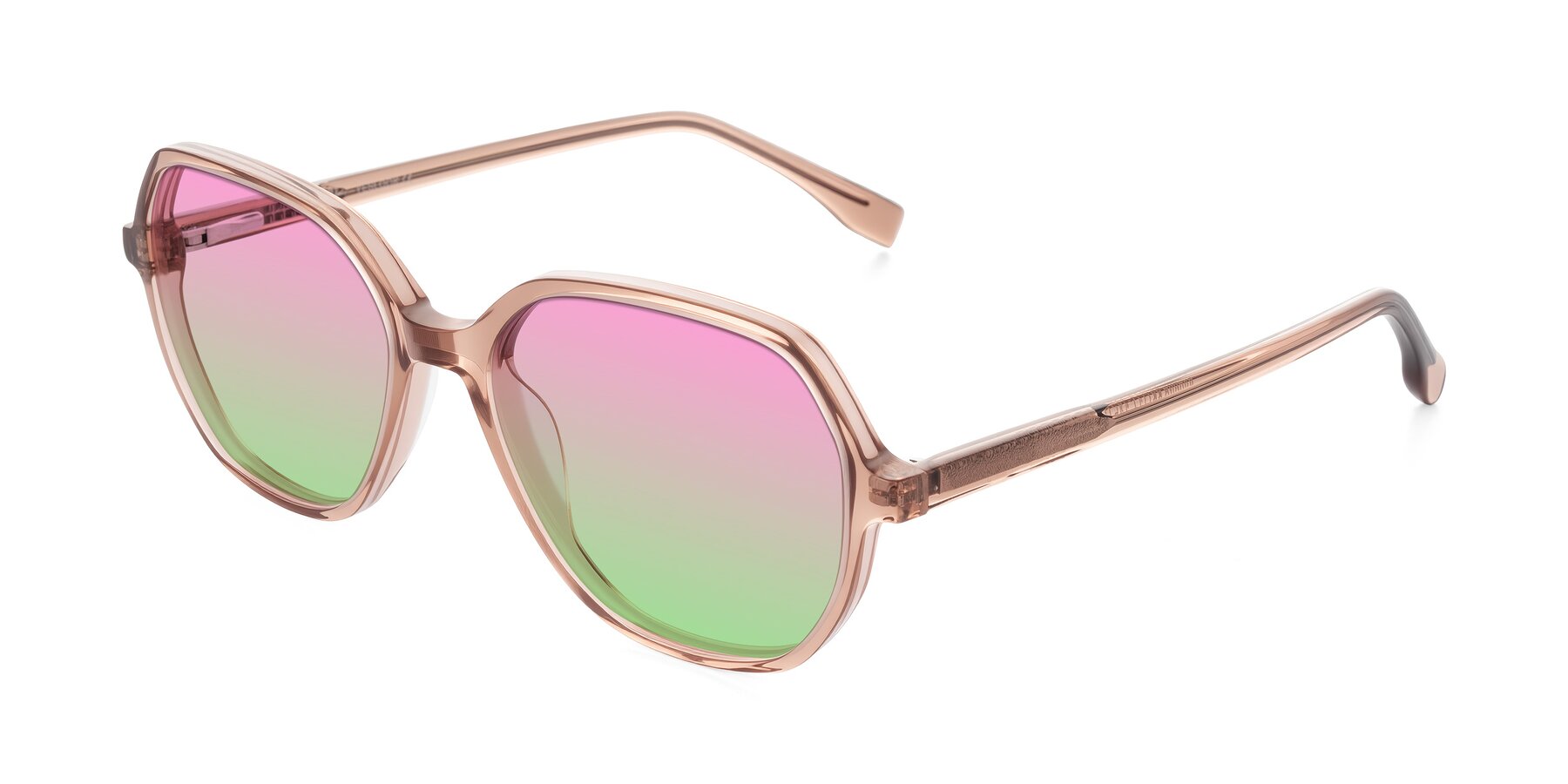 Angle of Avenite in Light Brown with Pink / Green Gradient Lenses