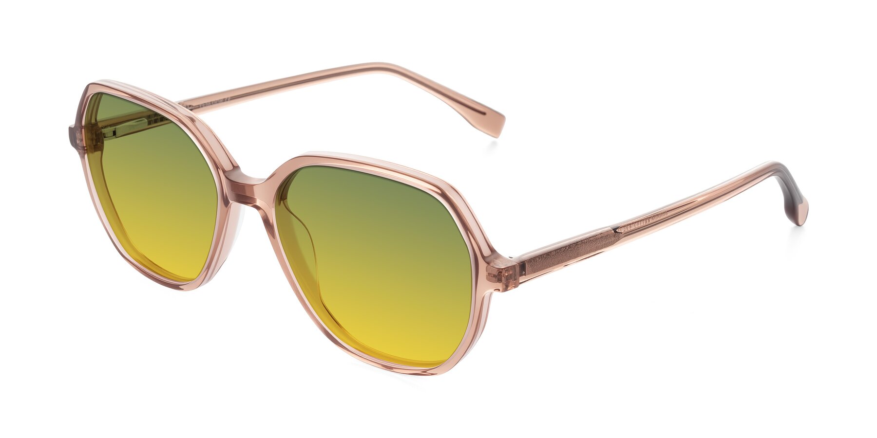 Angle of Avenite in Light Brown with Green / Yellow Gradient Lenses