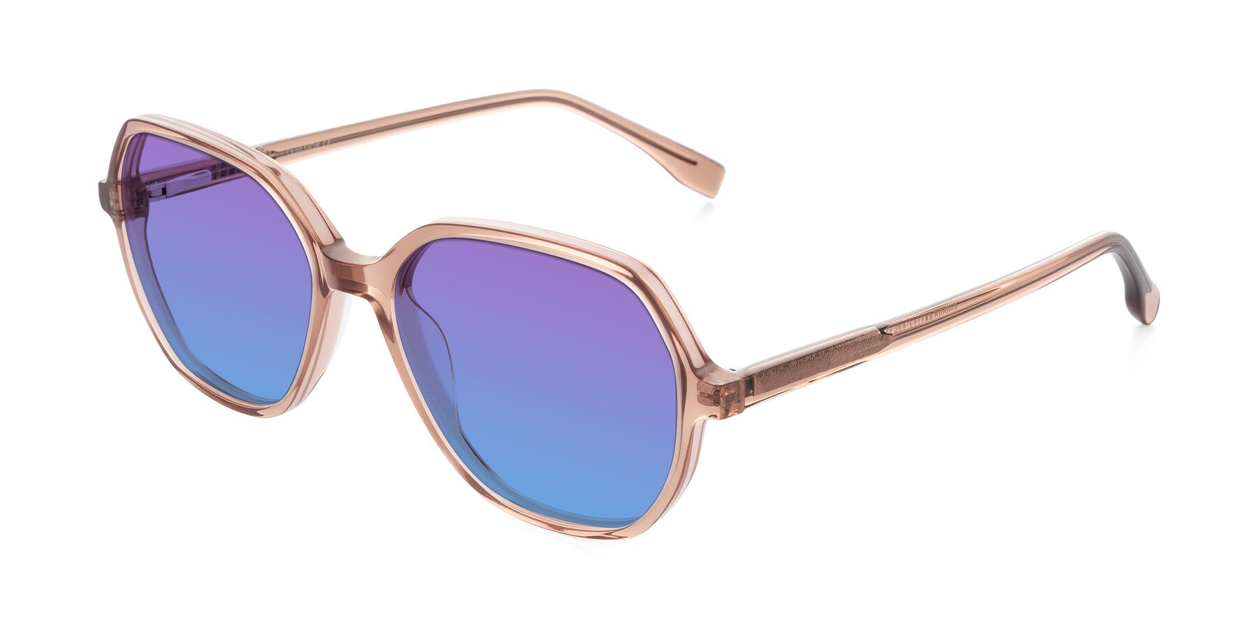 Angle of Avenite in Light Brown with Purple / Blue Gradient Lenses