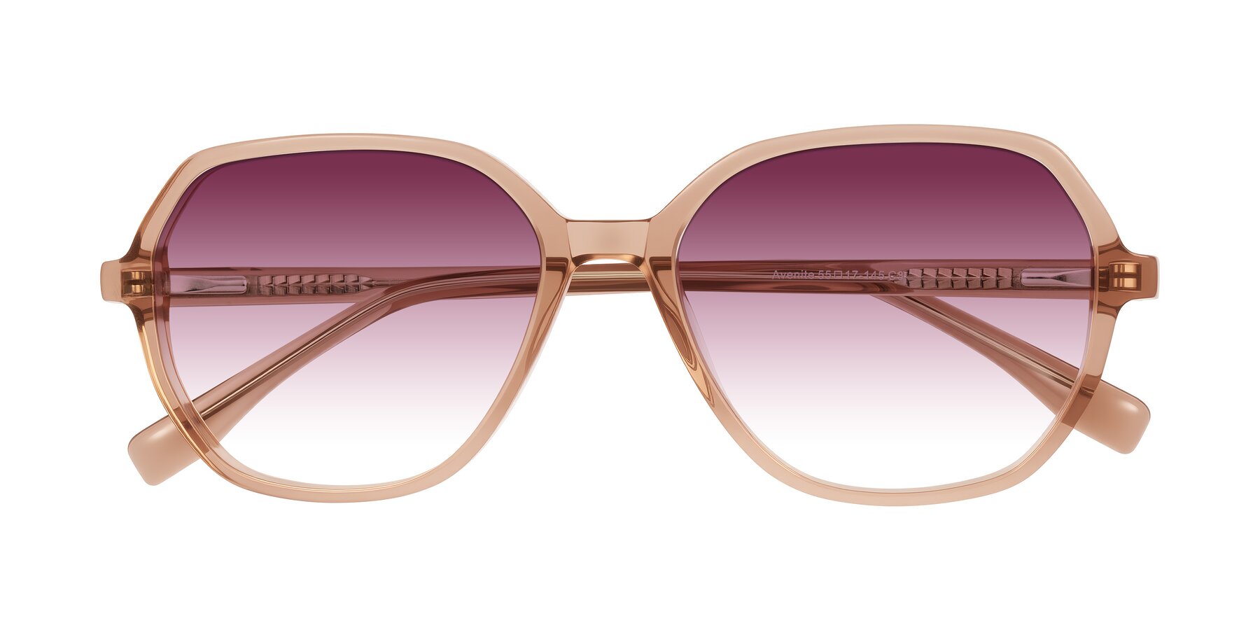 Folded Front of Avenite in Light Brown with Wine Gradient Lenses