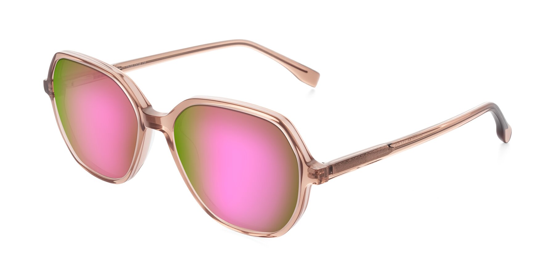 Angle of Avenite in Light Brown with Pink Mirrored Lenses