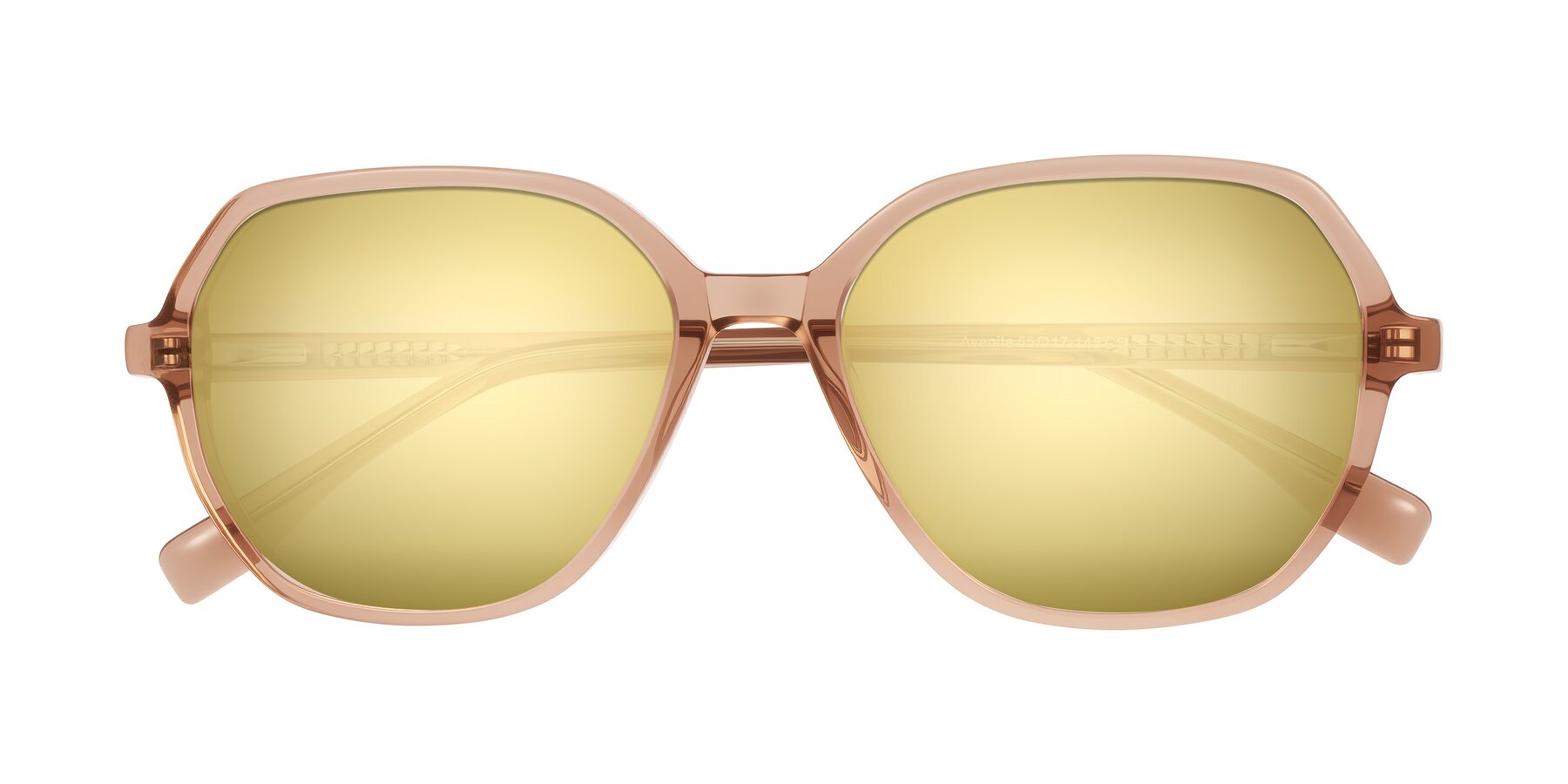 Folded Front of Avenite in Light Brown with Gold Mirrored Lenses