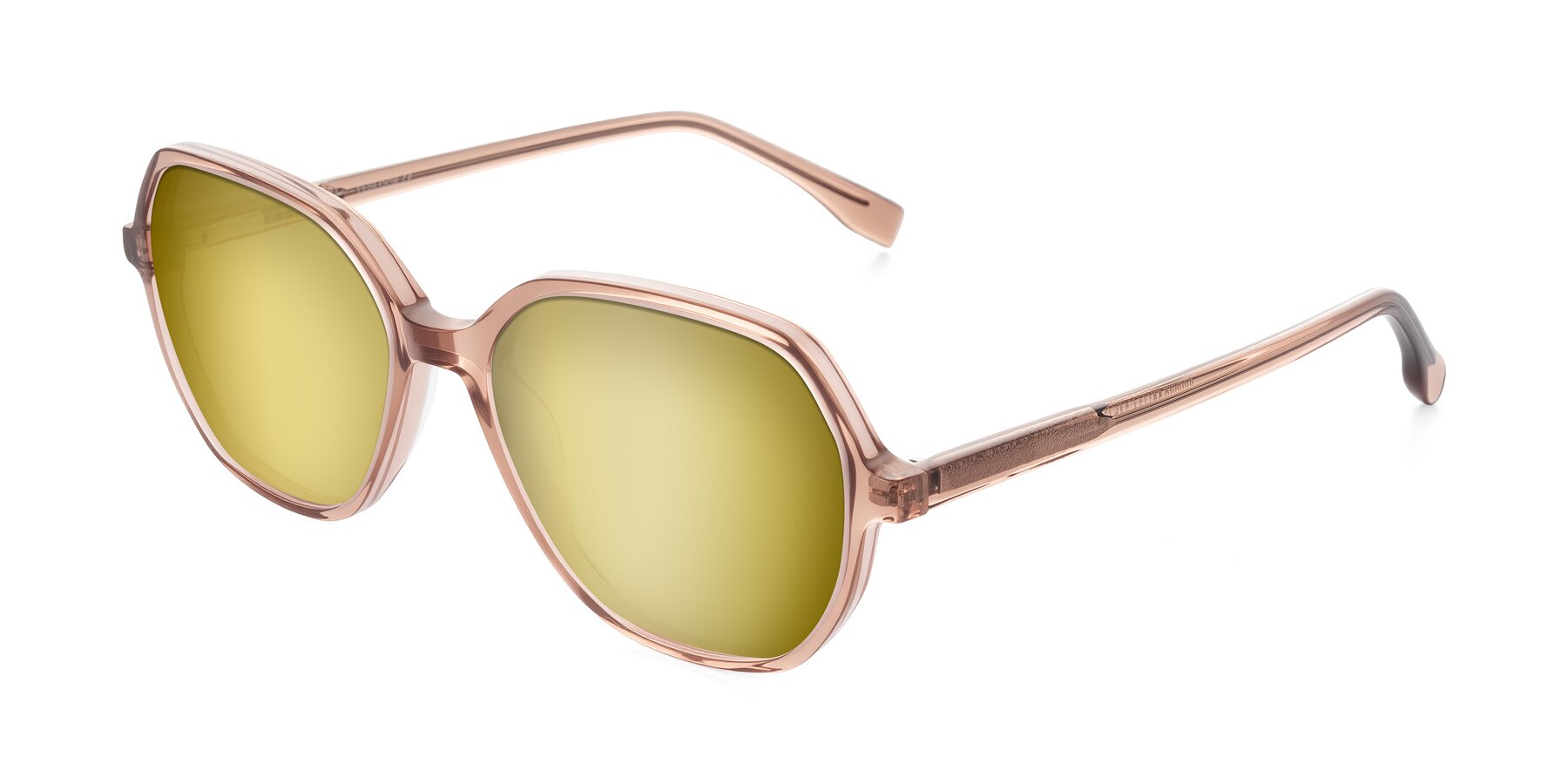 Angle of Avenite in Light Brown with Gold Mirrored Lenses