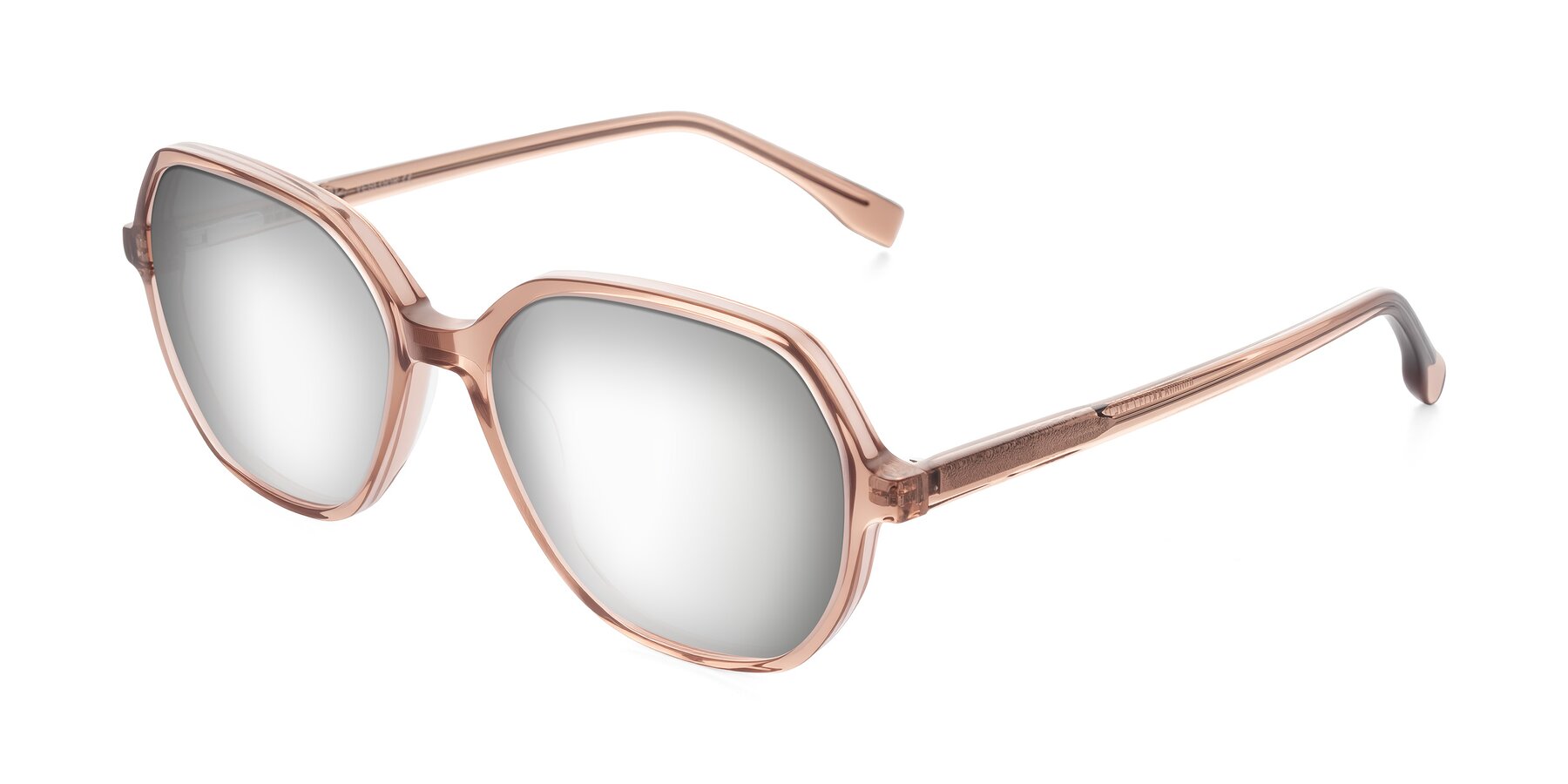 Angle of Avenite in Light Brown with Silver Mirrored Lenses