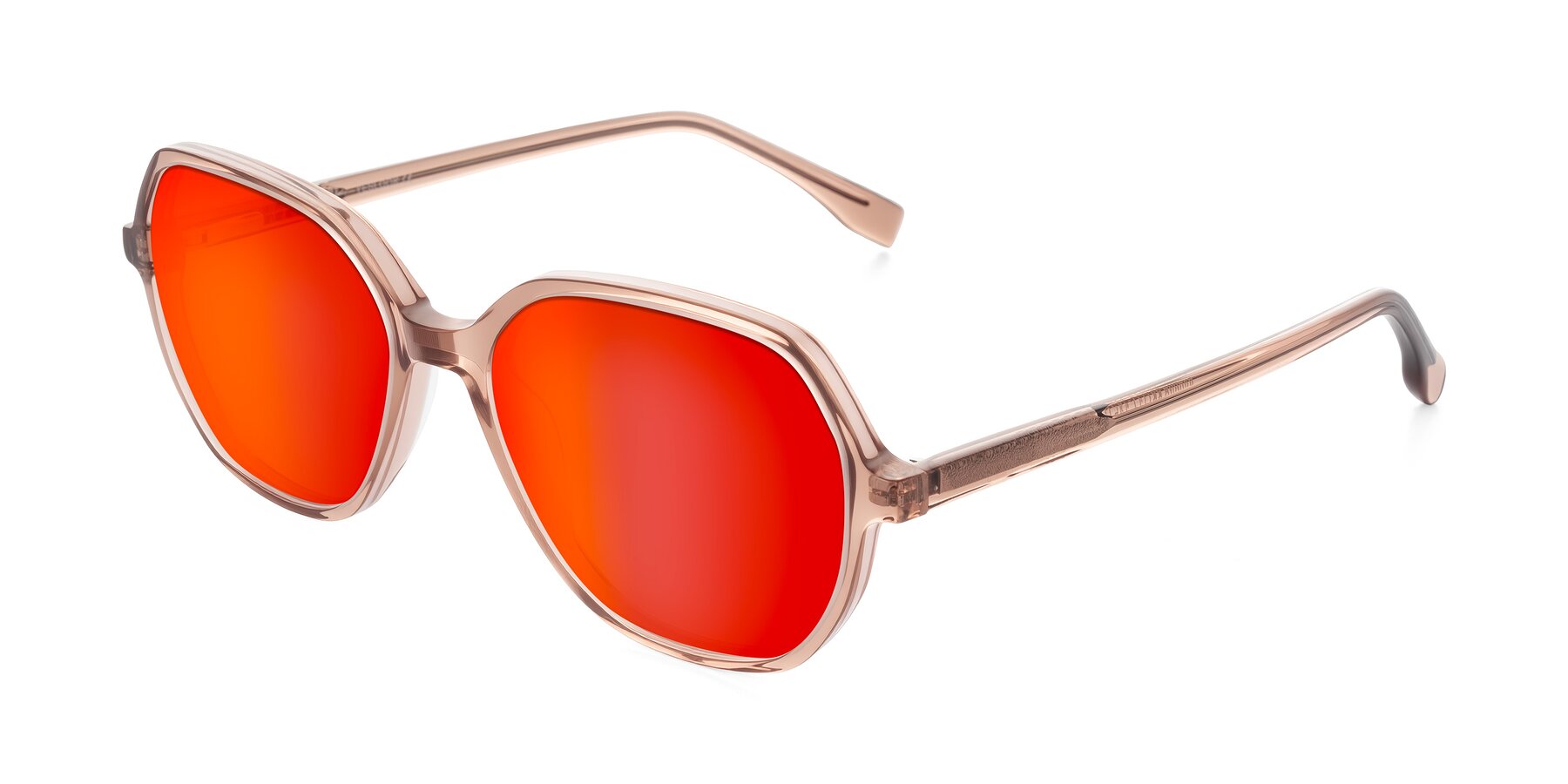 Angle of Avenite in Light Brown with Red Gold Mirrored Lenses