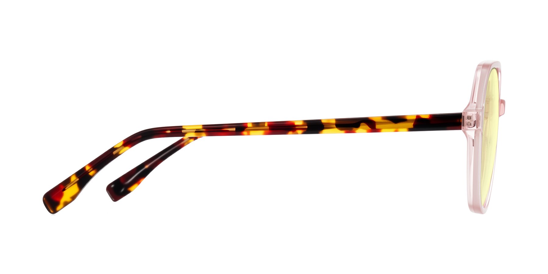 Side of Avenite in Pink/Tortoise with Light Yellow Tinted Lenses
