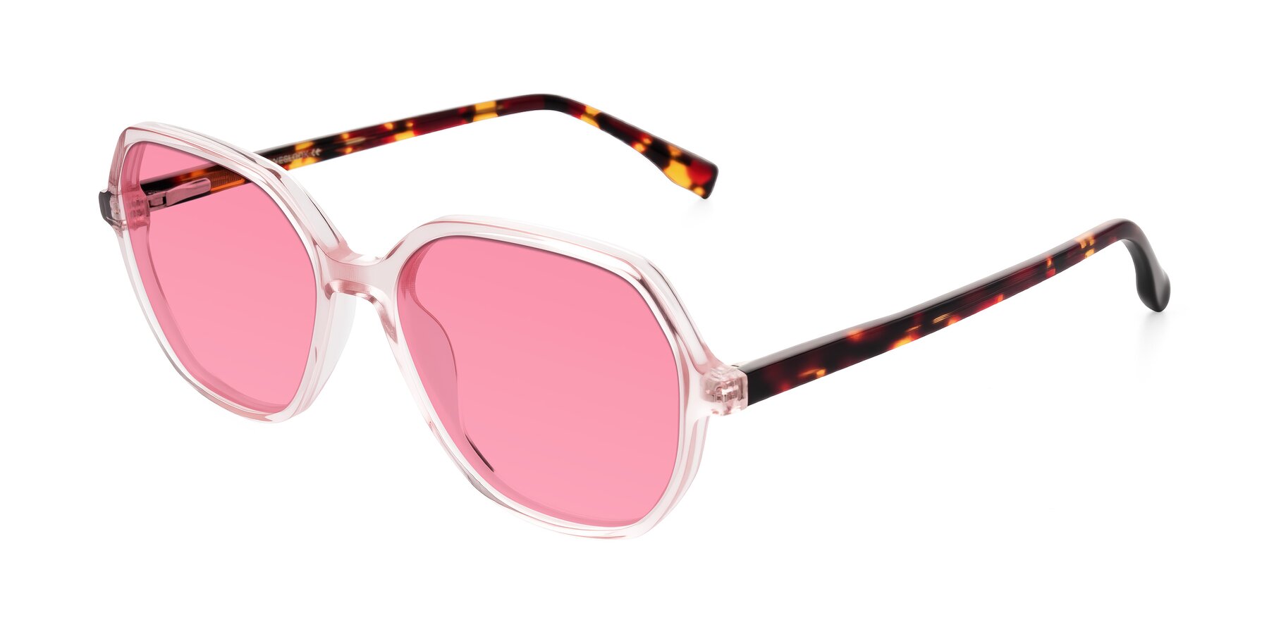 Angle of Avenite in Pink/Tortoise with Pink Tinted Lenses