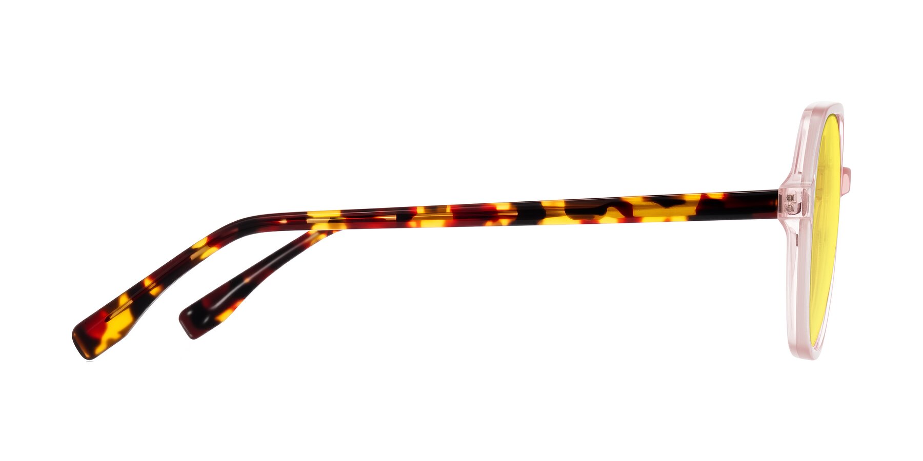 Side of Avenite in Pink/Tortoise with Medium Yellow Tinted Lenses
