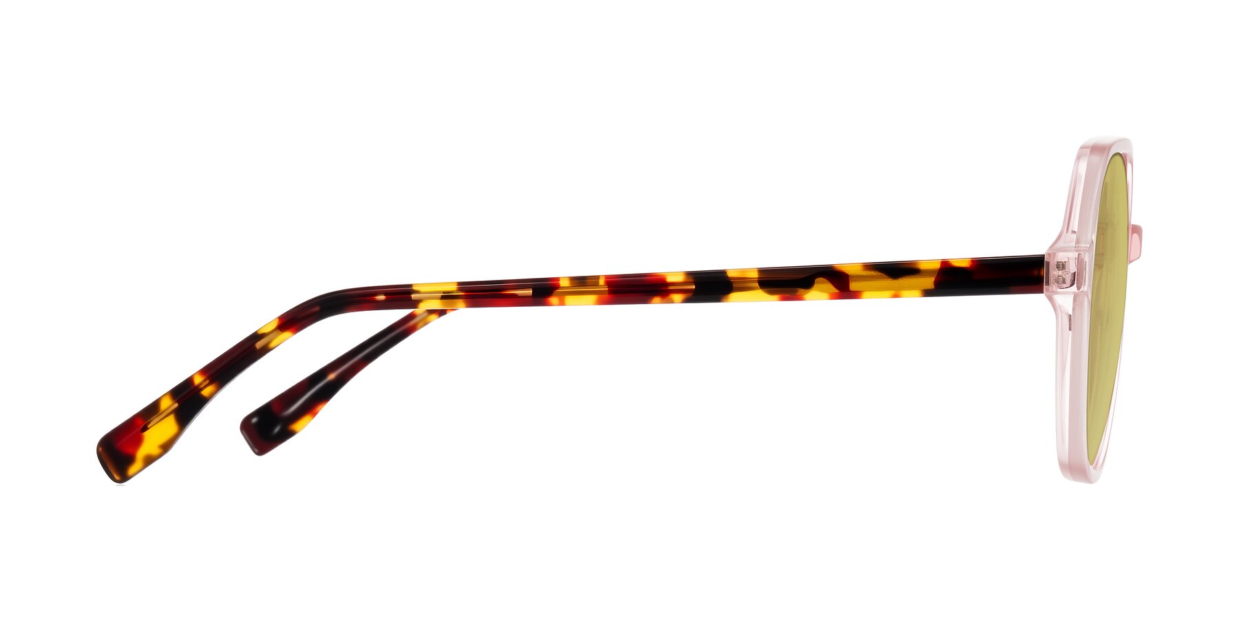 Side of Avenite in Pink/Tortoise with Medium Champagne Tinted Lenses