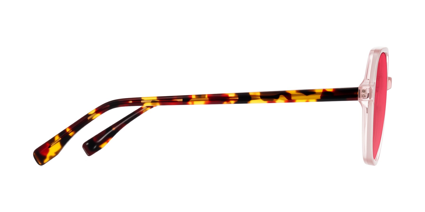 Side of Avenite in Pink/Tortoise with Red Tinted Lenses