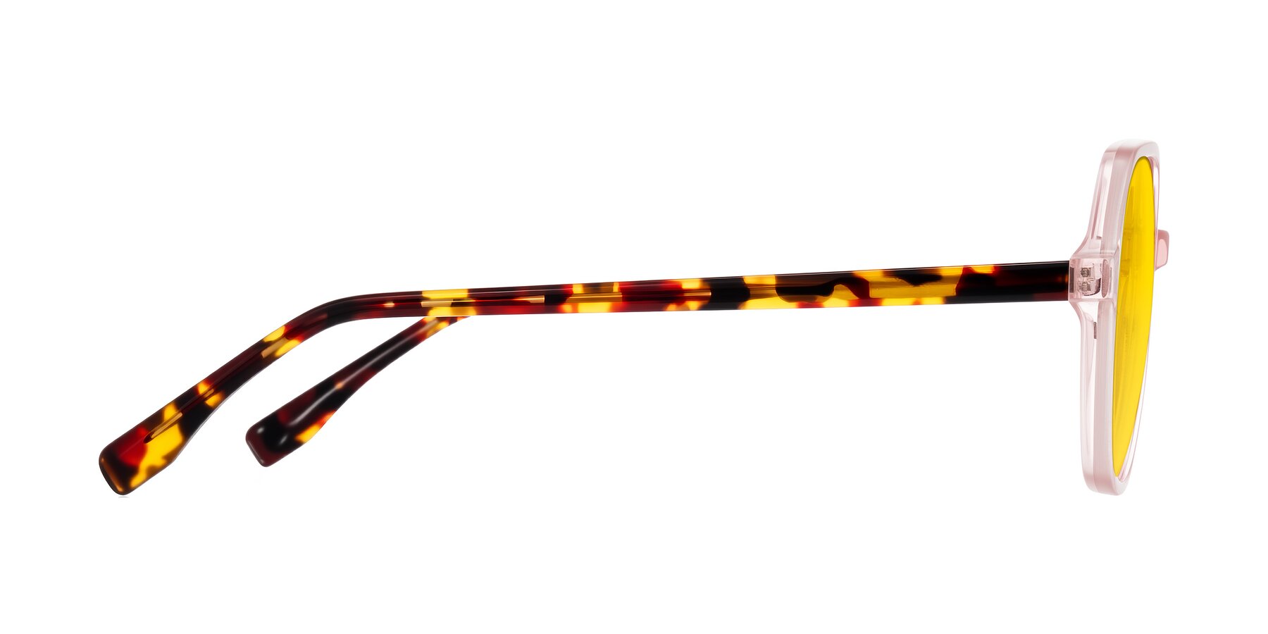 Side of Avenite in Pink/Tortoise with Yellow Tinted Lenses