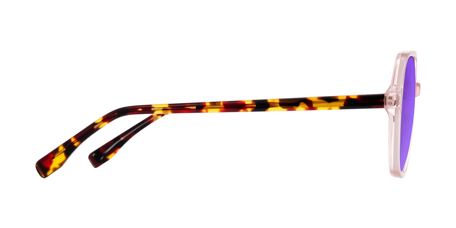 Side of Avenite in Pink/Tortoise with Purple Tinted Lenses