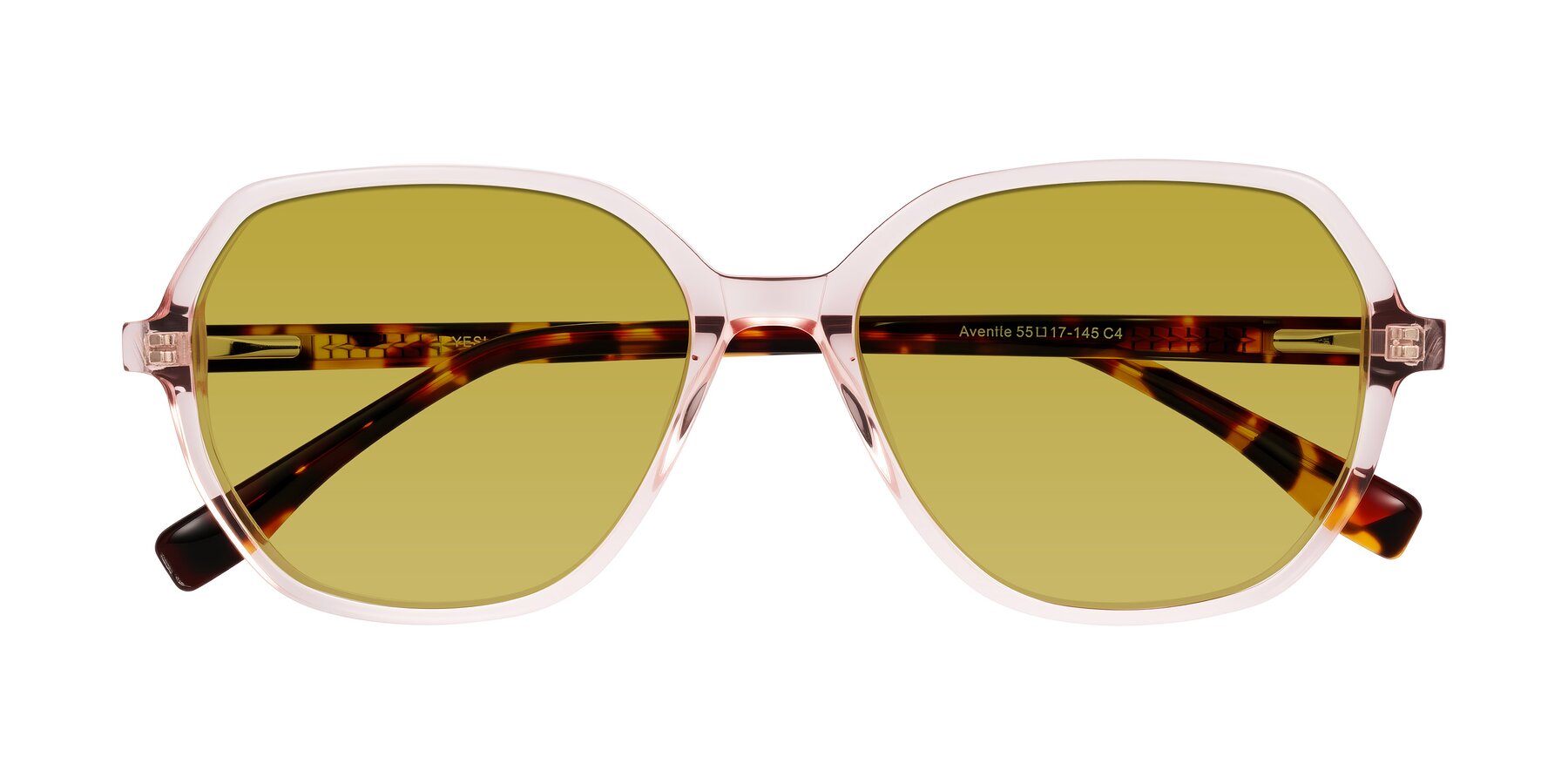 Folded Front of Avenite in Pink/Tortoise with Champagne Tinted Lenses