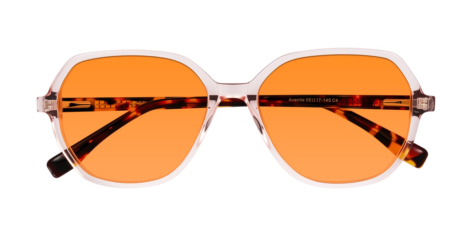 Folded Front of Avenite in Pink/Tortoise with Orange Tinted Lenses