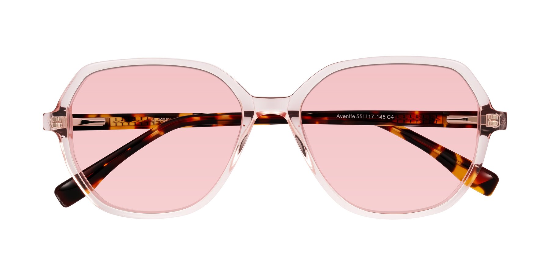 Folded Front of Avenite in Pink/Tortoise with Light Garnet Tinted Lenses