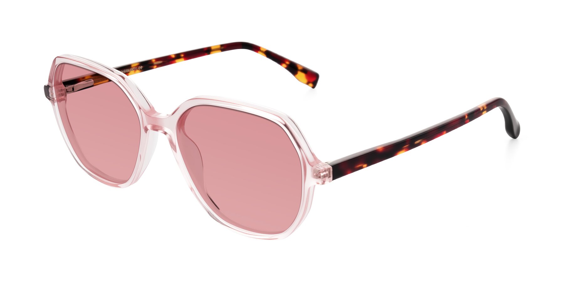 Angle of Avenite in Pink/Tortoise with Medium Garnet Tinted Lenses