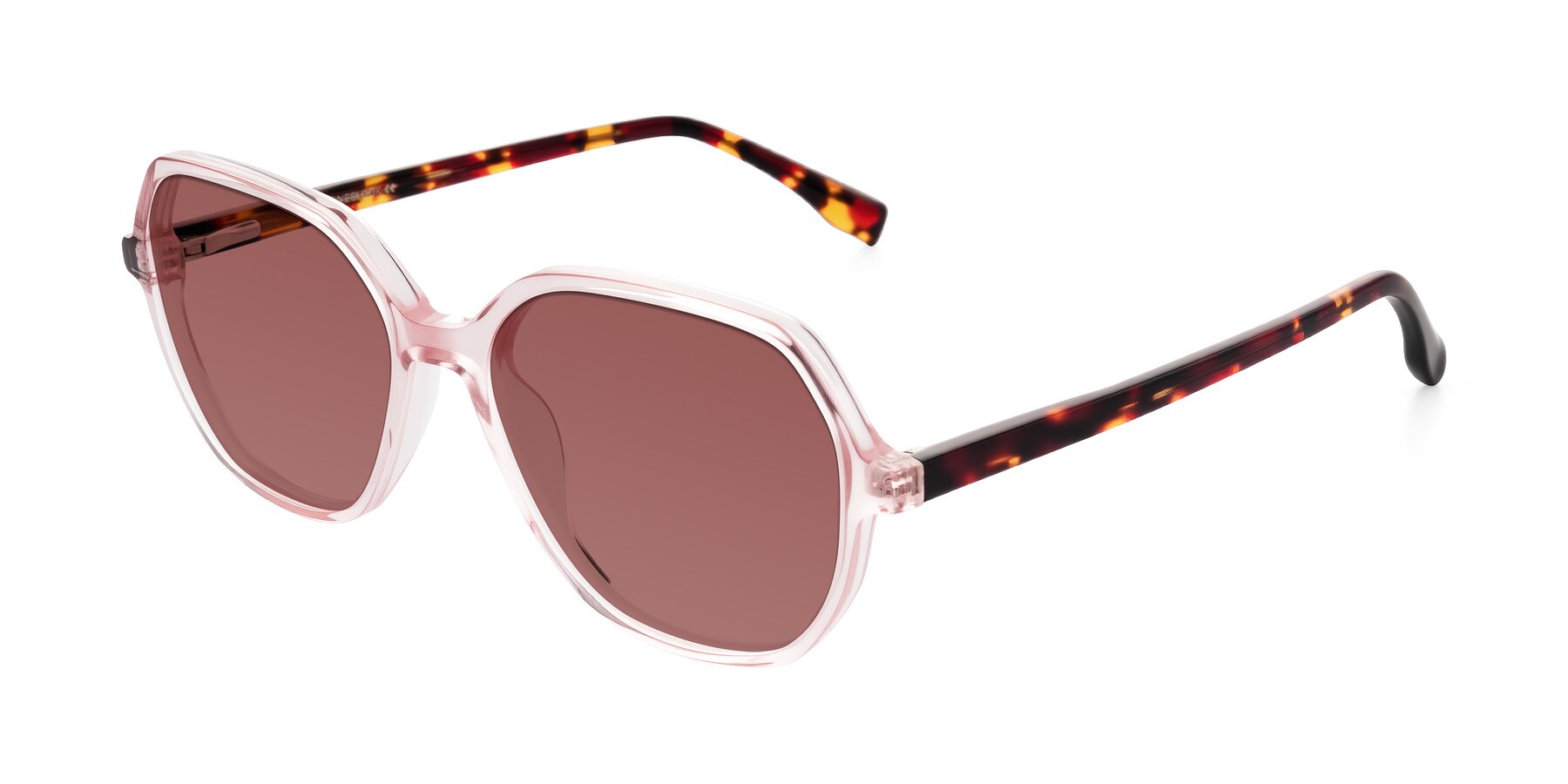 Angle of Avenite in Pink/Tortoise with Garnet Tinted Lenses