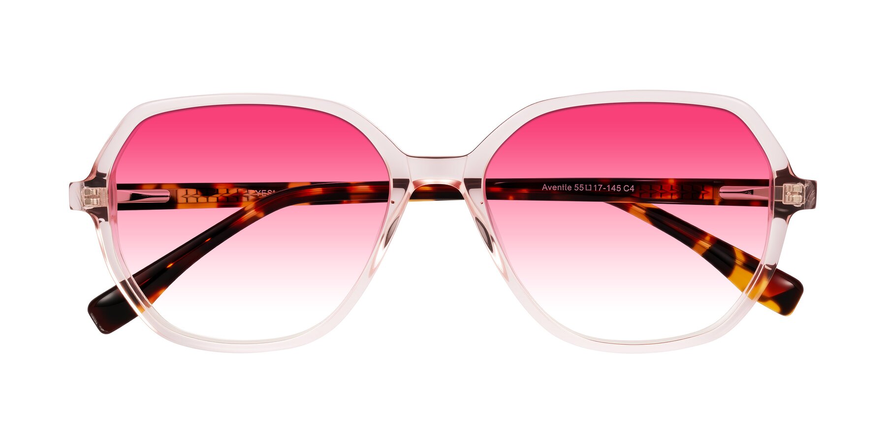 Folded Front of Avenite in Pink/Tortoise with Pink Gradient Lenses