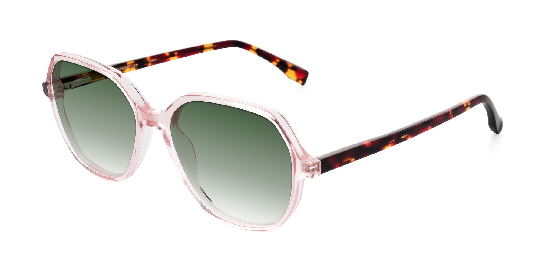 Angle of Avenite in Pink/Tortoise with Green Gradient Lenses