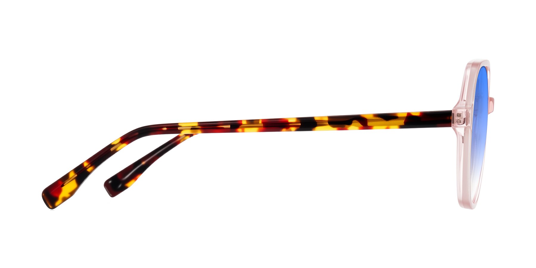 Side of Avenite in Pink/Tortoise with Blue Gradient Lenses