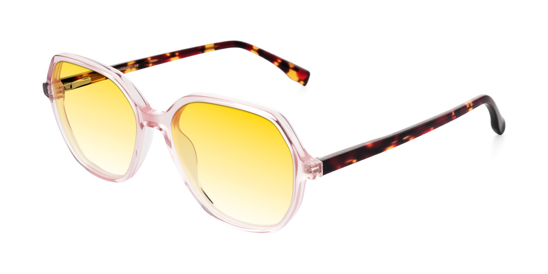 Angle of Avenite in Pink/Tortoise with Yellow Gradient Lenses