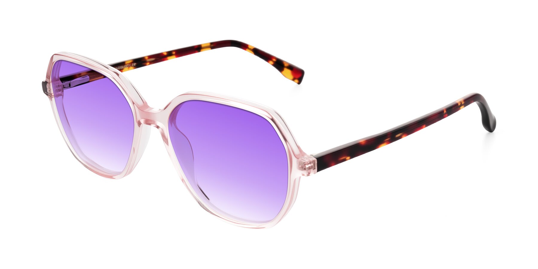 Angle of Avenite in Pink/Tortoise with Purple Gradient Lenses