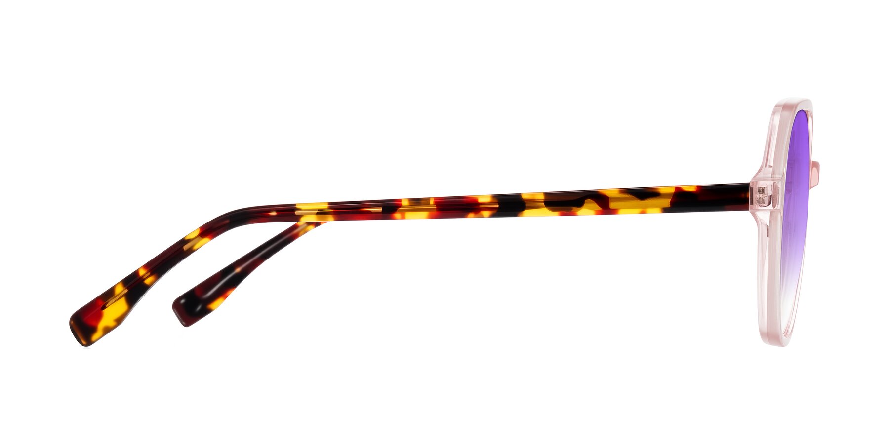 Side of Avenite in Pink/Tortoise with Purple Gradient Lenses