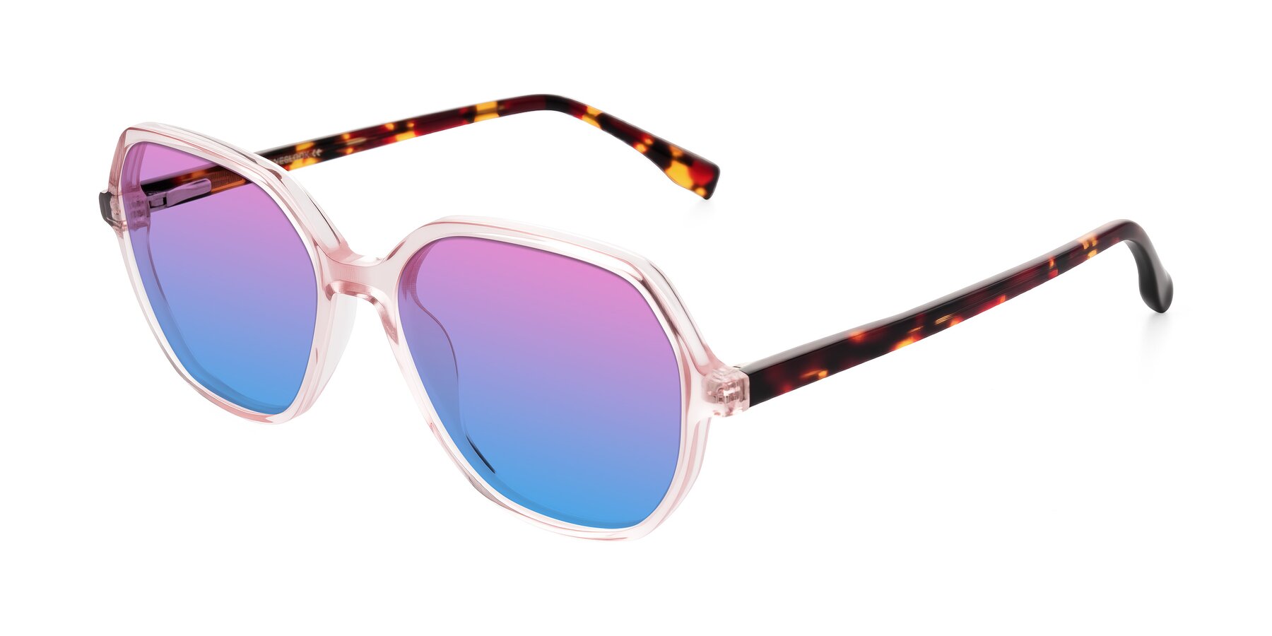 Angle of Avenite in Pink/Tortoise with Pink / Blue Gradient Lenses