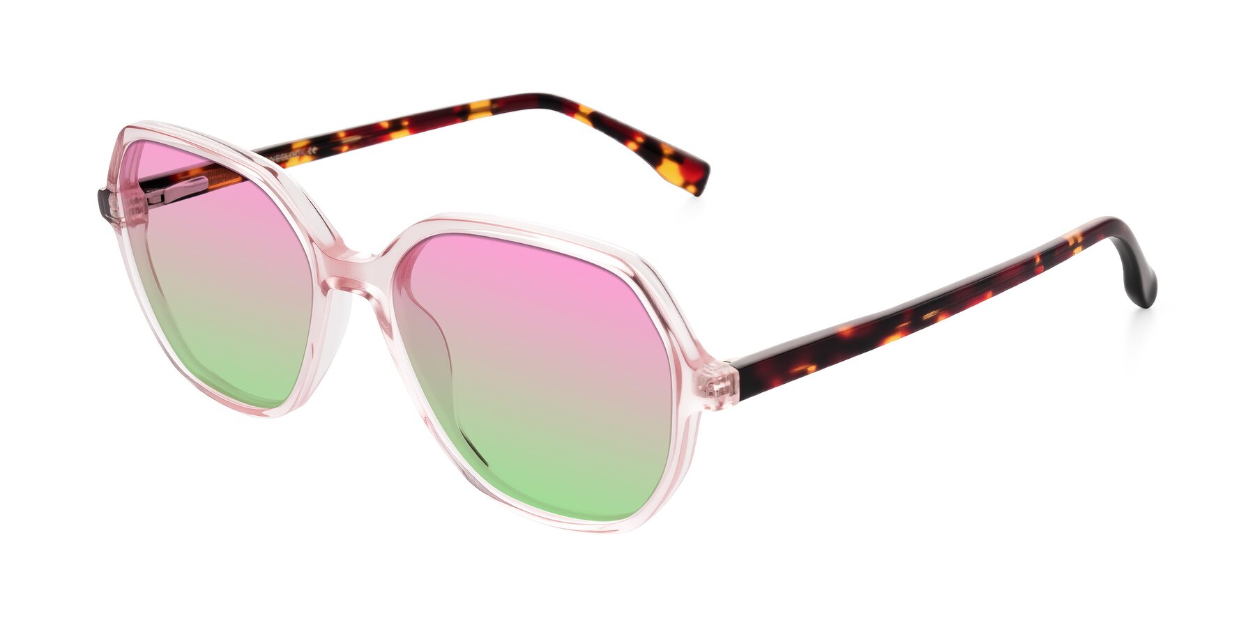 Angle of Avenite in Pink/Tortoise with Pink / Green Gradient Lenses